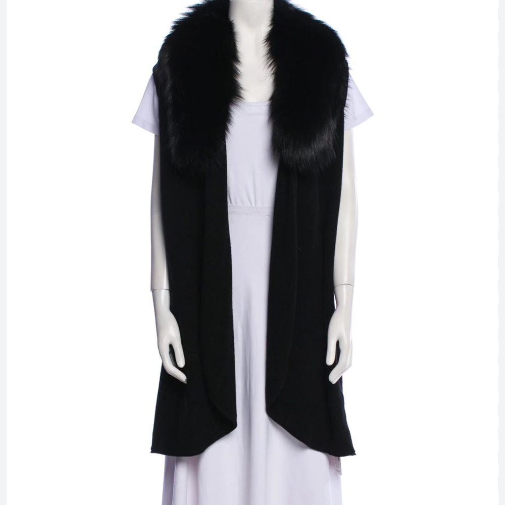 Alice + Olivia Fur Collar Cashmere Vest